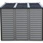 Duramax Vinyl Shed 10.5 x 8 Woodside Plus exterior view showcasing durable vinyl material and spacious design.