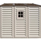 Duramax Vinyl Shed 10.5x8 Woodbridge Plus featuring a side window and durable siding.