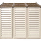 Duramax Vinyl Shed 10.5x8 Woodbridge Plus with foundation, showcasing sturdy exterior and large storage capacity.