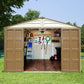 Duramax Vinyl Shed 10.5x8 Woodbridge Plus interior view showcasing storage organization.