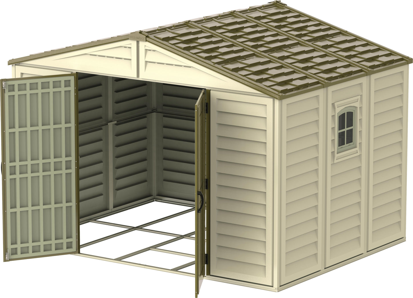 Duramax Vinyl Shed 10.5x8 Woodbridge Plus w/ Foundation 40214