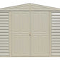 Duramax Vinyl Shed 10x3 SidePro featuring double doors and horizontal siding design.