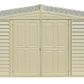 Duramax Vinyl Shed 10x3 SidePro with double doors and sloped roof, ideal for versatile outdoor storage.