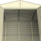 Interior view of Duramax Vinyl Shed 10x5 WoodBridge showing spacious storage capacity and sturdy construction.