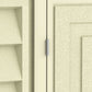 Close-up view of Duramax Vinyl Shed 10x5 WoodBridge door with hinge detailing.