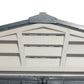 Detail of the roof design of Duramax Vinyl Shed 10x8 StoreMax Plus with ventilation features.