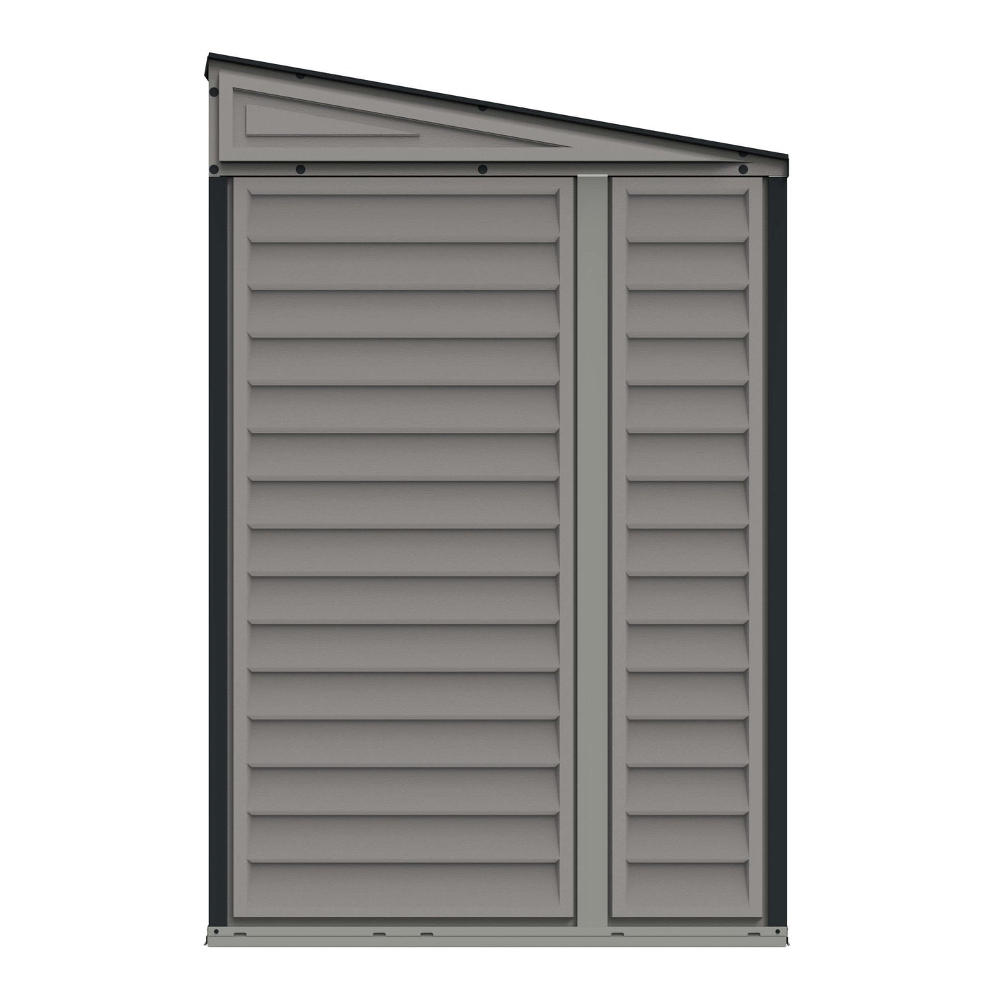 Duramax Vinyl Shed 4x10 SideMate Plus with foundation, modern outdoor storage solution.