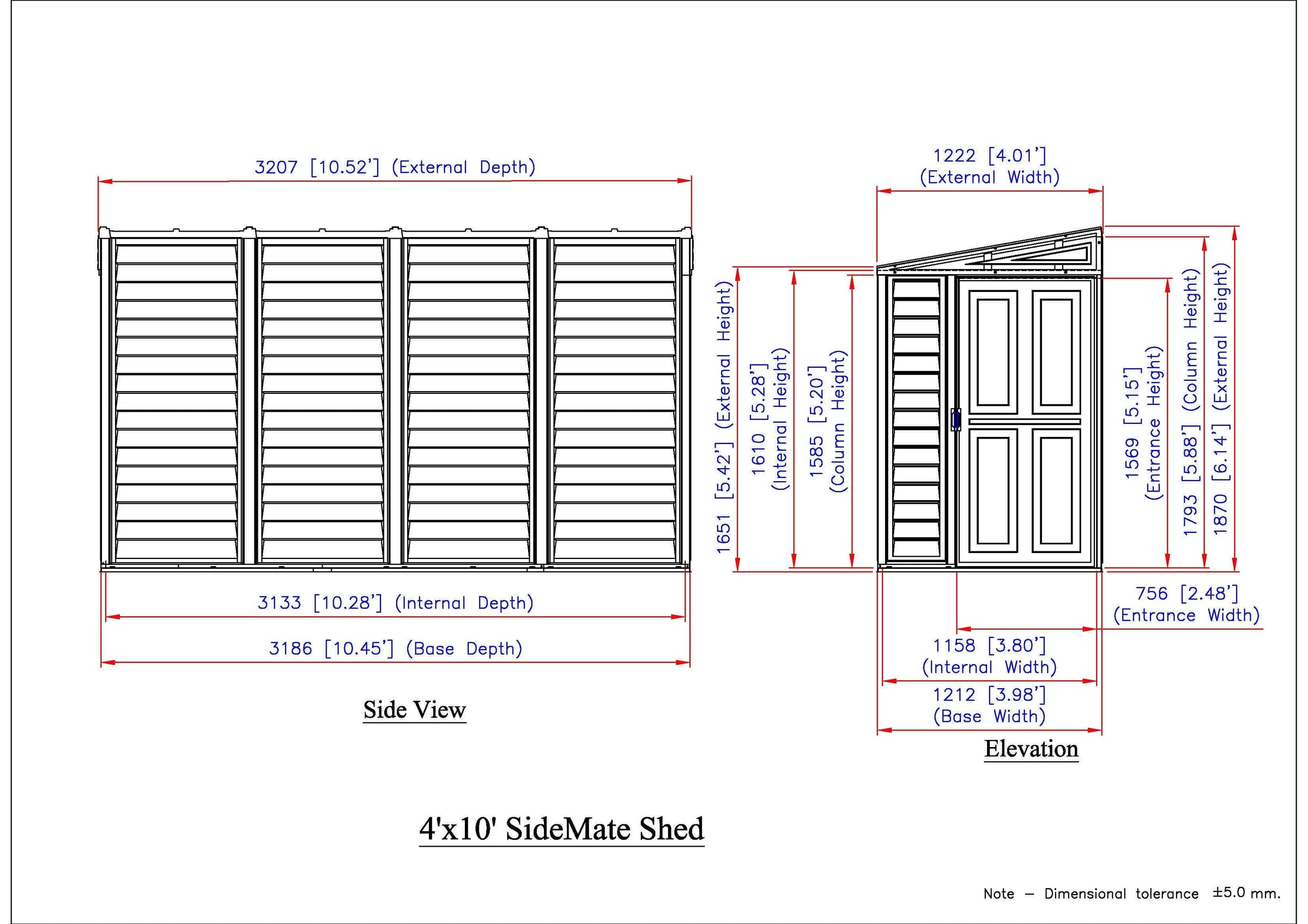 Duramax 4x10 SideMate PLUS Vinyl Shed w/ Foundation 36725