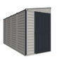 Duramax Vinyl Shed 4x10 SideMate Plus with door, ideal for outdoor storage solutions.