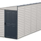 Duramax Vinyl Shed 4x10 SideMate Plus with foundation, stylish outdoor storage solution.