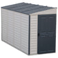 Duramax Vinyl Shed 4x10 SideMate Plus with foundation, modern outdoor storage solution.