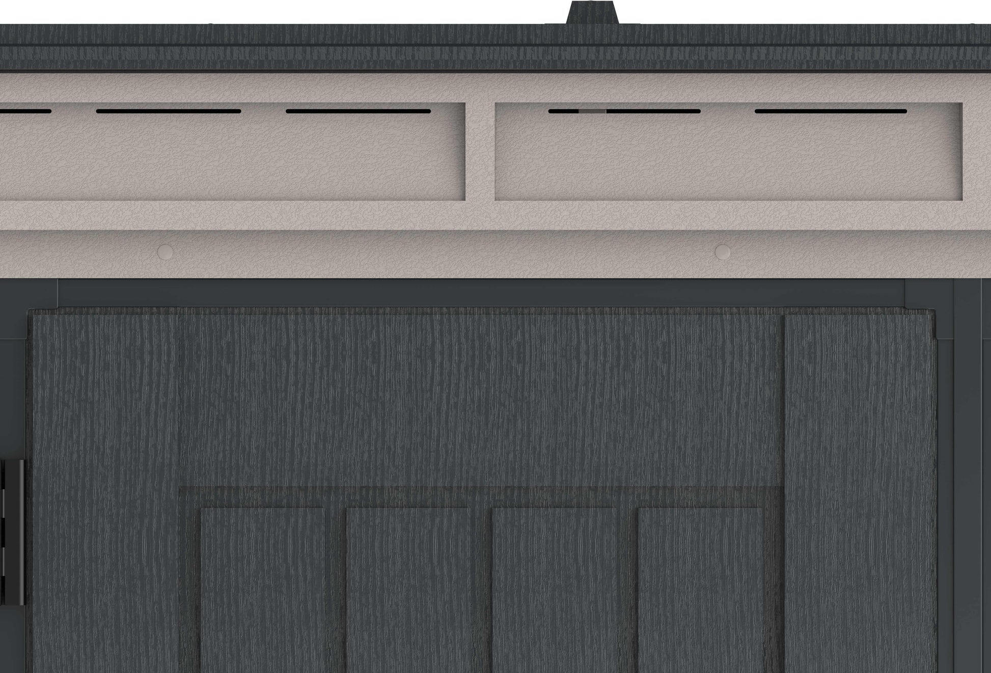 Duramax Vinyl Shed 5x3 YardMate Pent Roof close-up, featuring detailed texture and ventilation openings.