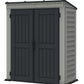 Duramax 5x3 YardMate Vinyl Shed with Pent Roof and double doors for outdoor storage.