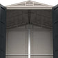 Interior view of Duramax Vinyl Shed 5x5 showing spacious storage and sturdy construction with double doors.