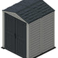 Duramax Vinyl Shed 5x5 YardMate Plus with floor, ideal for outdoor storage solutions.