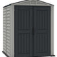 Duramax Vinyl Shed 5x5 YardMate Plus with double doors for outdoor storage solutions.