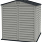 Duramax Vinyl Shed 6x6 StoreMate Plus with floor, showcasing a strong and stylish storage solution.