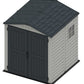 Duramax Vinyl Shed 6x6 StoreMate Plus with double doors and window, durable and stylish outdoor storage solution.