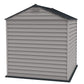 Duramax 7x7 StoreMax Plus vinyl shed showcasing durable fire-retardant resin design.