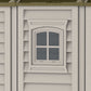 Duramax Vinyl Shed 8x8 DuraPlus window detail featuring a classic arched design.