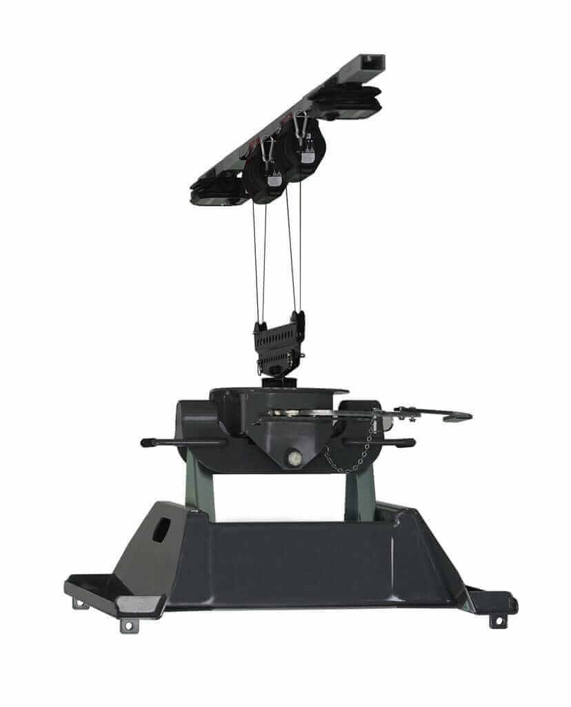 Garage Smart Fifth Wheel Hitch Lifter showcasing motorized garage storage lift for hassle-free hitch removal.