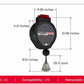 Power Drop dimensions and specifications: 25ft retractable cord, 110V AC, compatible with iOS, compact design.