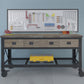 DuraMax 72 In x 24 In 3-Drawer Rolling Industrial Workbench with Wood Top - Aged Macadamia