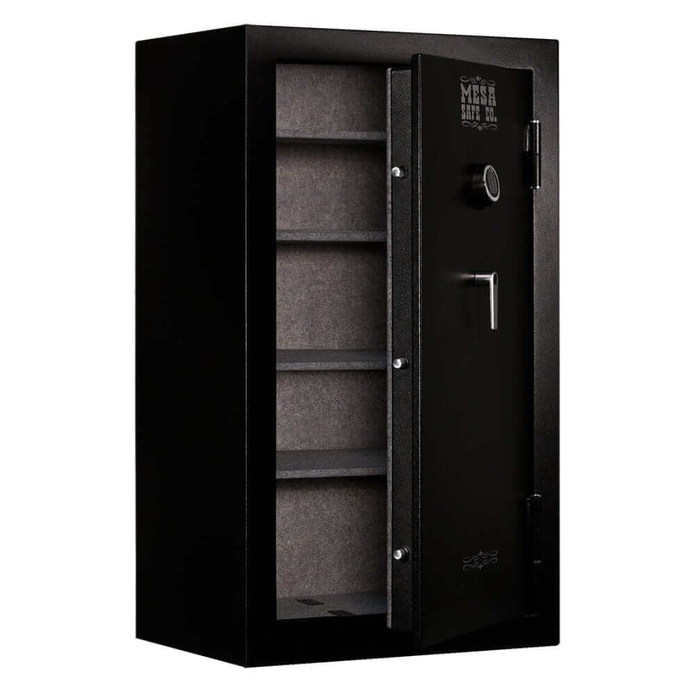 Mesa Ammo Safe with electronic lock, 20.2 cu. ft. capacity and adjustable shelves for secure ammo storage.