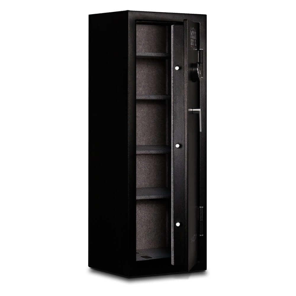 Mesa Ammo Safe with electronic lock and adjustable shelves for secure ammo storage, 7.5 cu. ft. capacity, black finish.