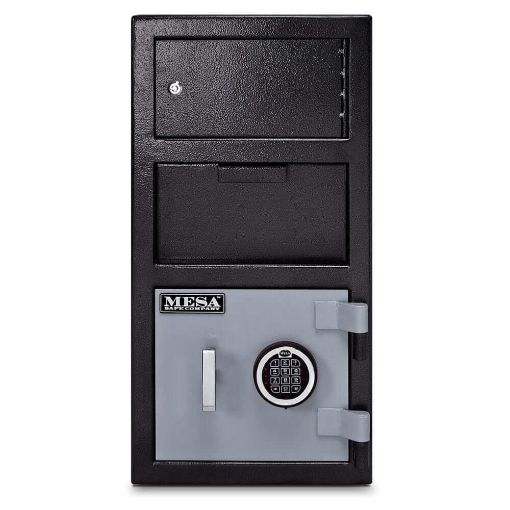 Mesa Depository Safe MFL2014E-OLK, 1.5 cu. ft., electronic lock, two-tone black and grey finish.