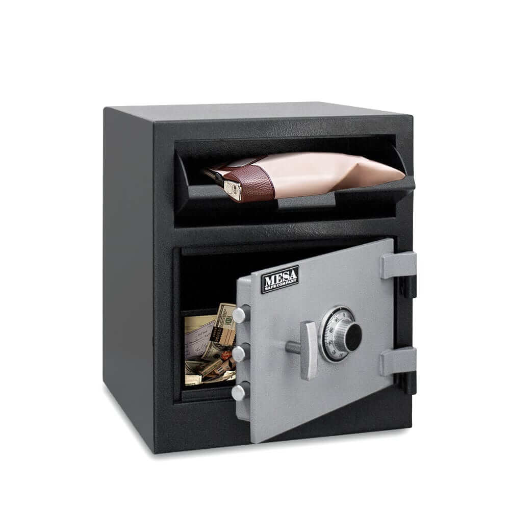 Mesa Depository Safe MFL2118C with front-loading deposit door and combination lock for secure cash storage.