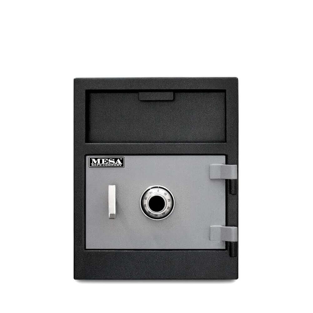 Mesa Depository Safe MFL2118C with combination lock, front loading deposit for secure cash storage.