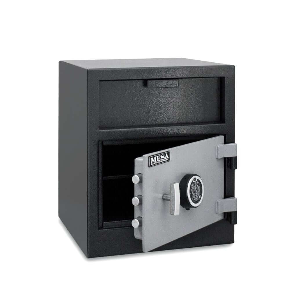 Mesa depository safe with electronic lock, front loading door, perfect for secure cash storage.