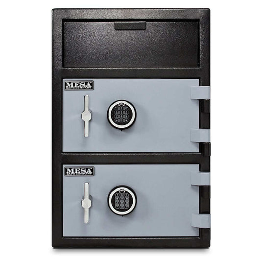 Mesa Depository Safe with electronic lock, 6.3 cu. ft., black and grey finish, designed for secure cash deposits.