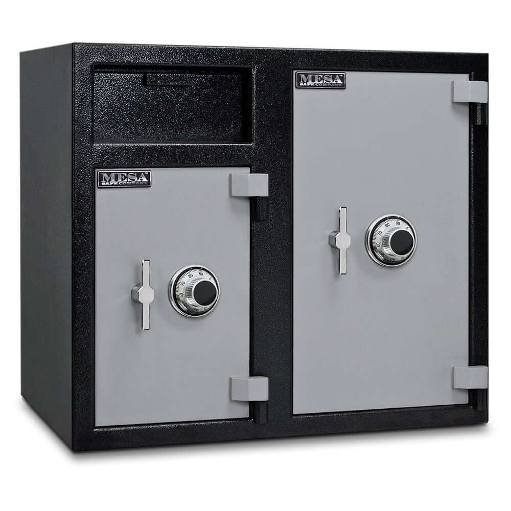 Mesa Depository Safe with Combination Lock, 6.7 cu ft, Black & Grey, ideal for secure cash handling.