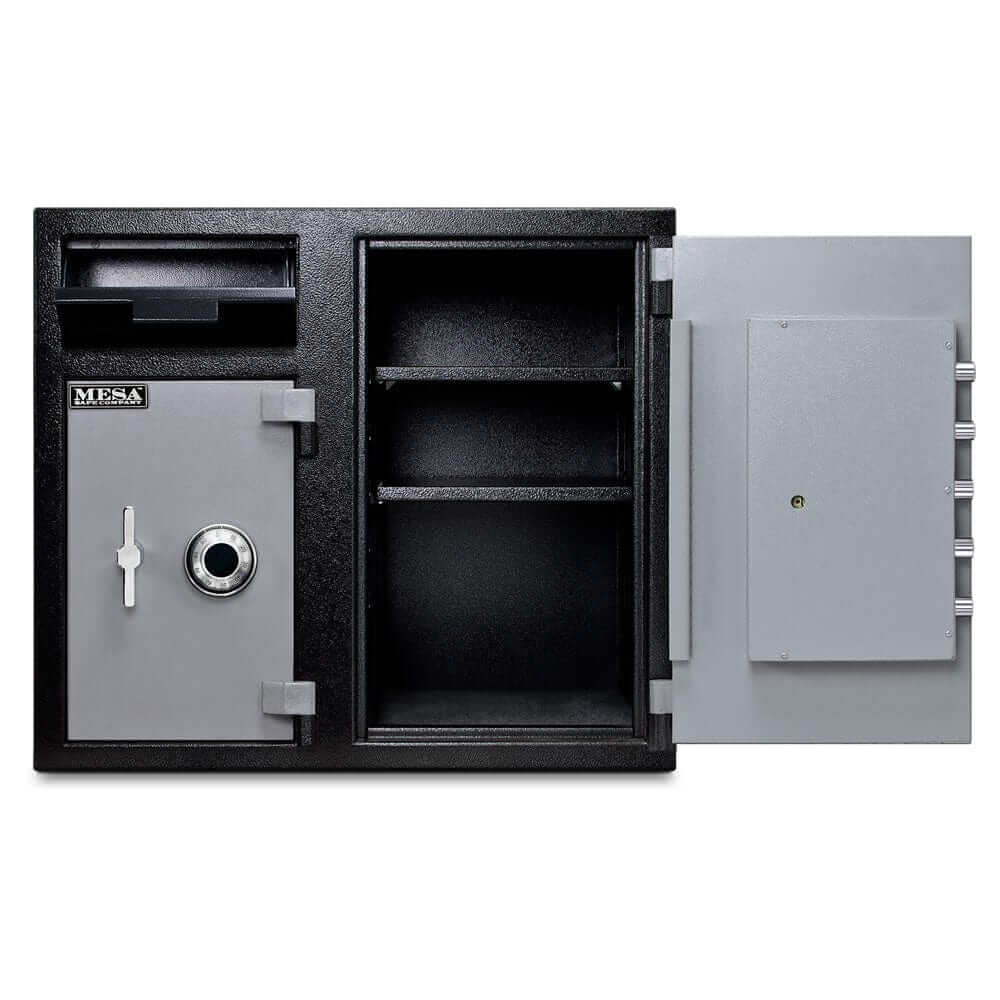 Mesa Depository Safe with Combination Lock, 6.7 cu. ft., Black & Grey finish, designed for secure cash handling.