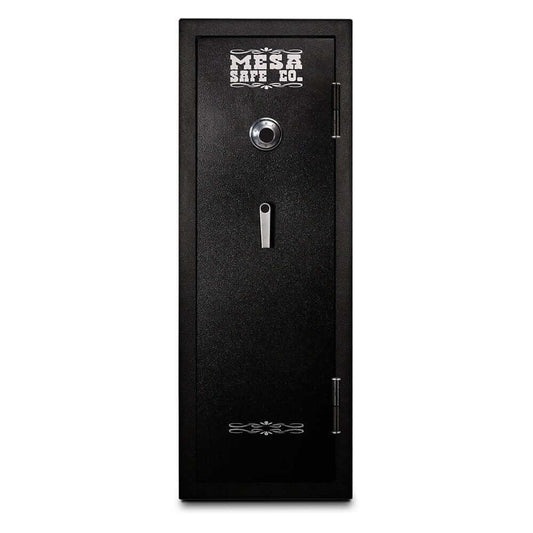 Mesa Gun Safe model MGL14C with combination lock, 14 rifle capacity, and fire-resistant design. 