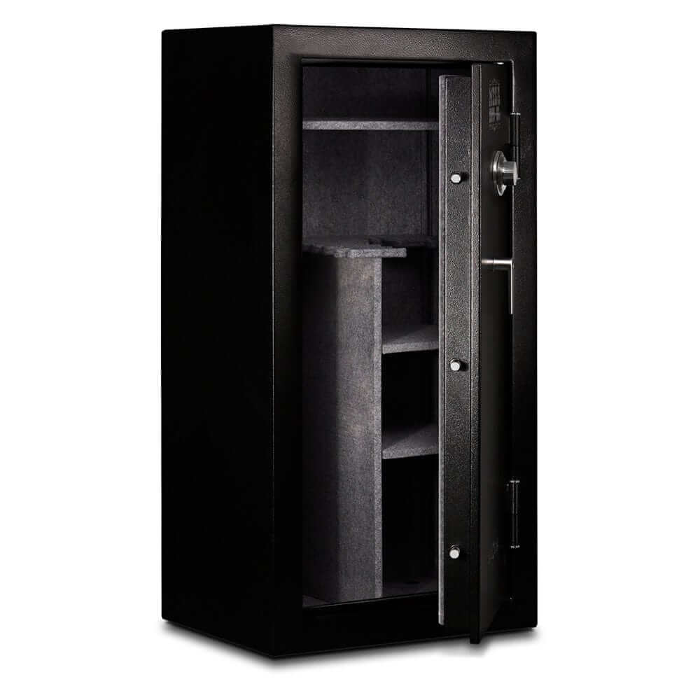 Mesa Gun Safe MGL24C securely stores up to 24 rifles with a combination lock and fire resistance.