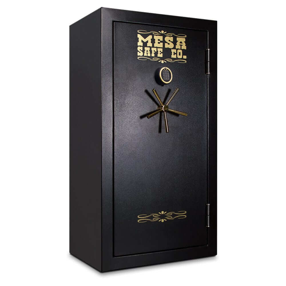 Mesa Gun Safe with electronic lock, designed for 30 gun capacity and enhanced fire protection