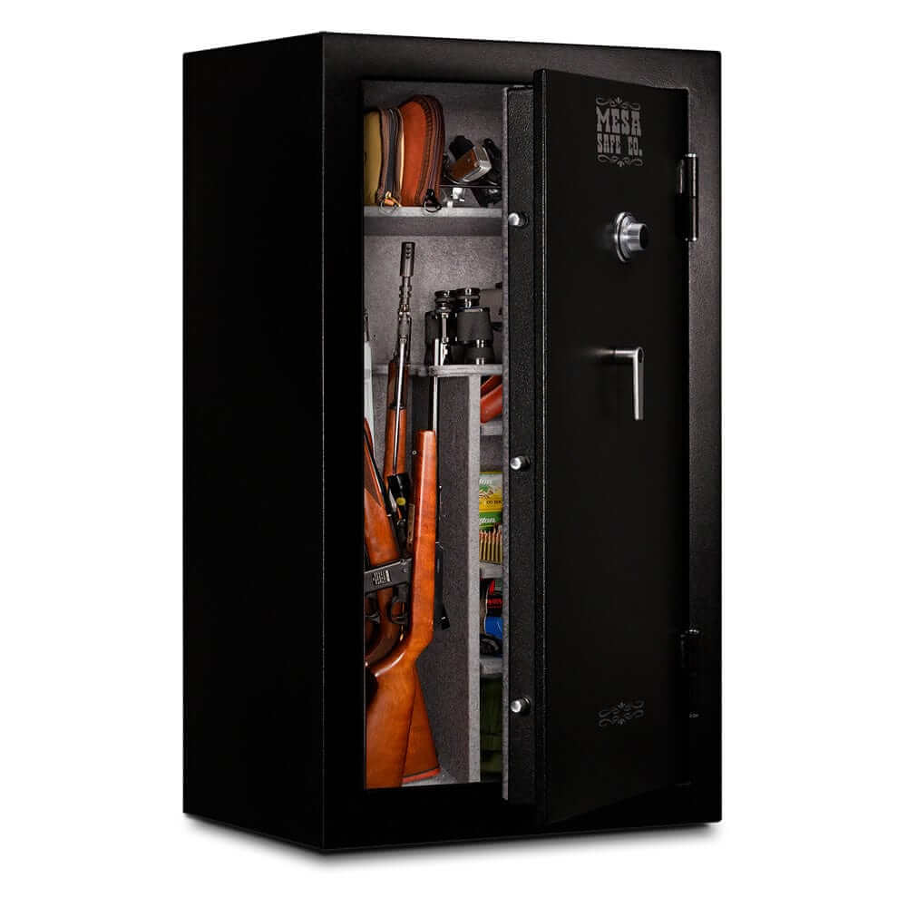 Mesa Gunsafe MGL36C with 36 rifle capacity, combination lock, and secure storage features.