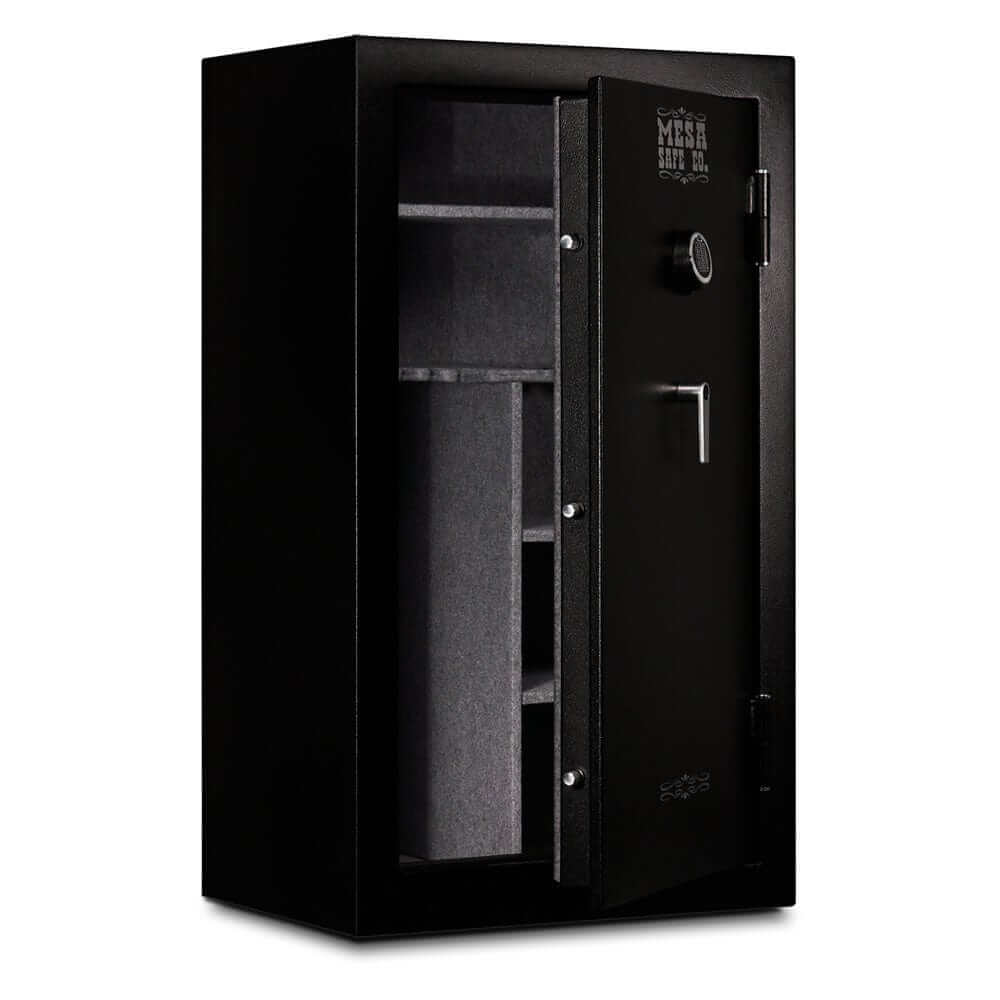 Mesa MGL36E Gun Safe with electronic lock, 36 rifle capacity, fire-resistant design and solid steel construction.