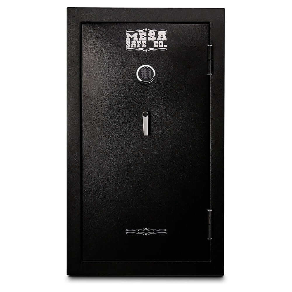 Mesa Gun Safe MGL36E front view, secure storage for up to 36 rifles with electronic lock and solid steel construction.