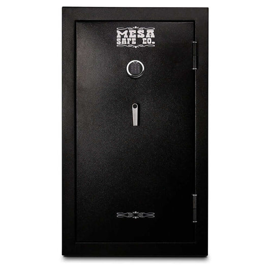Mesa Gun Safe MGL36E front view, secure storage for up to 36 rifles with electronic lock and solid steel construction. 