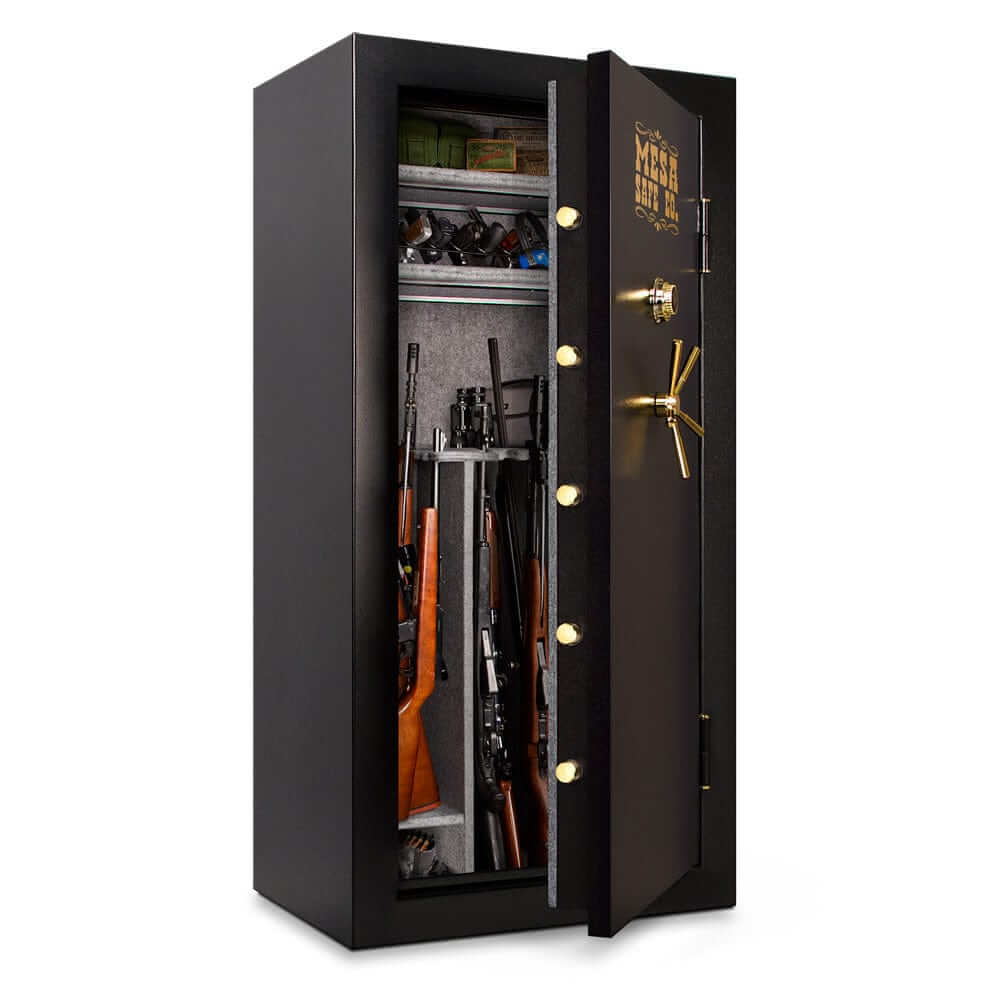 Mesa Gun Safe MBF7236C with 42 gun capacity and combination lock, featuring all steel construction.