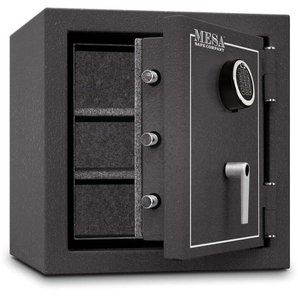 Mesa Safe 2-Hour Burglary & Fire Safe with Electronic Lock and spacious interior for valuables and firearms.