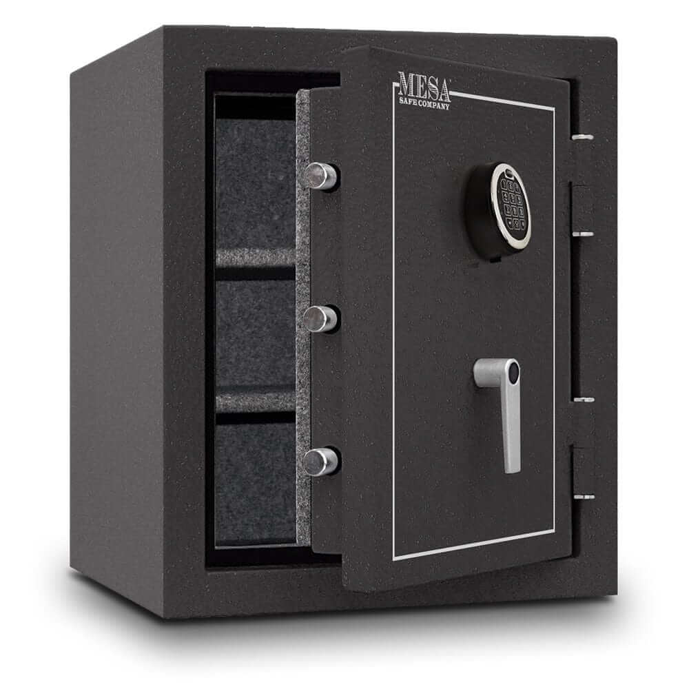 Mesa Safe 2-Hour Burglary & Fire Safe with electronic lock, 3.9 cu. ft., black finish, secure protection for valuables.