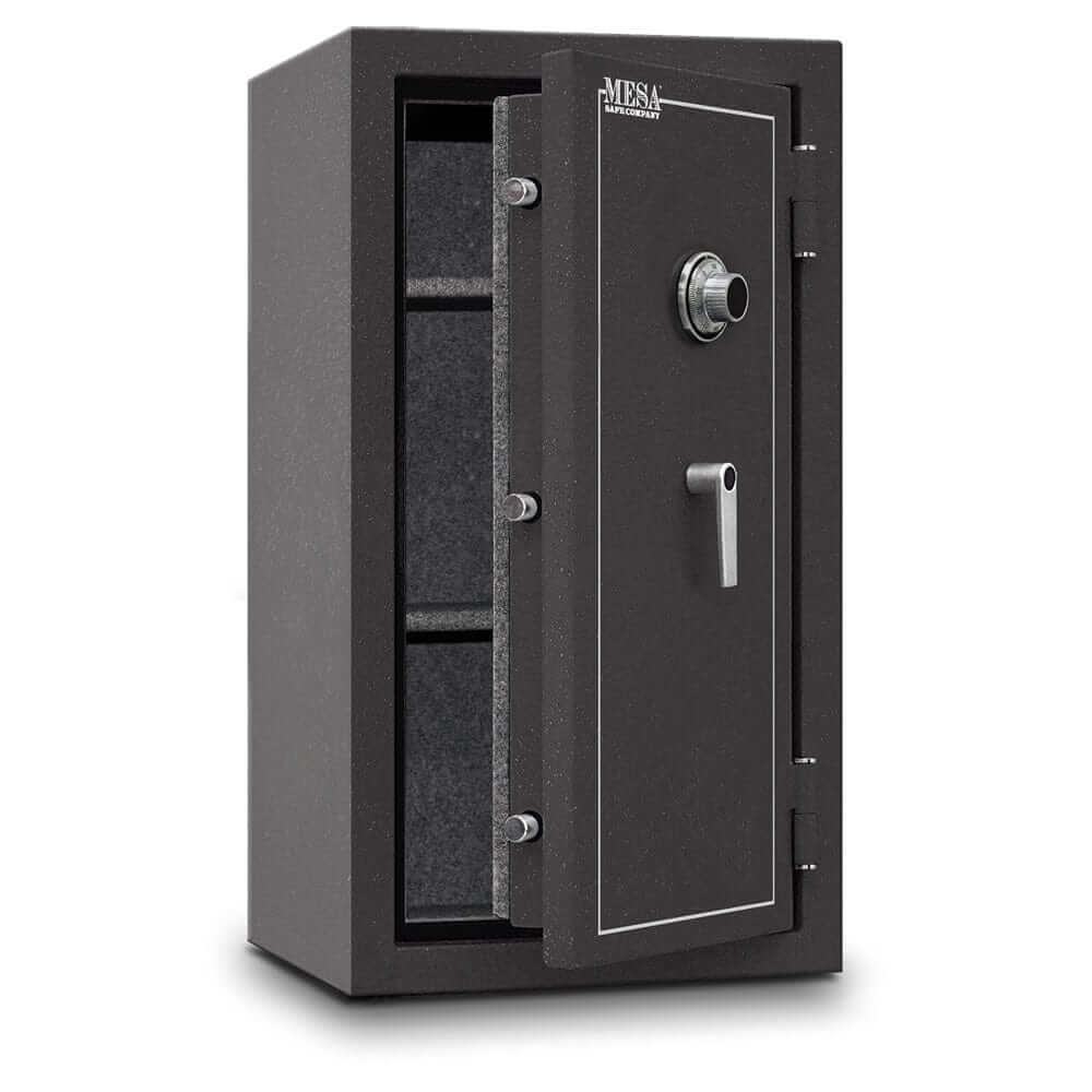 Mesa Safe MBF3820C, a 2-hour burglary and fire safe with combination lock and 6.4 cu ft capacity.