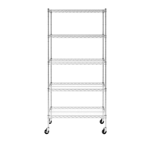 SafeRacks 18" x 36" x 72" 5-tier wire rack, durable and versatile storage solution with adjustable shelves.