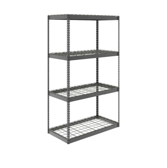 SafeRacks 24" x 48" x 84" heavy-duty garage shelving unit with four adjustable shelves. 