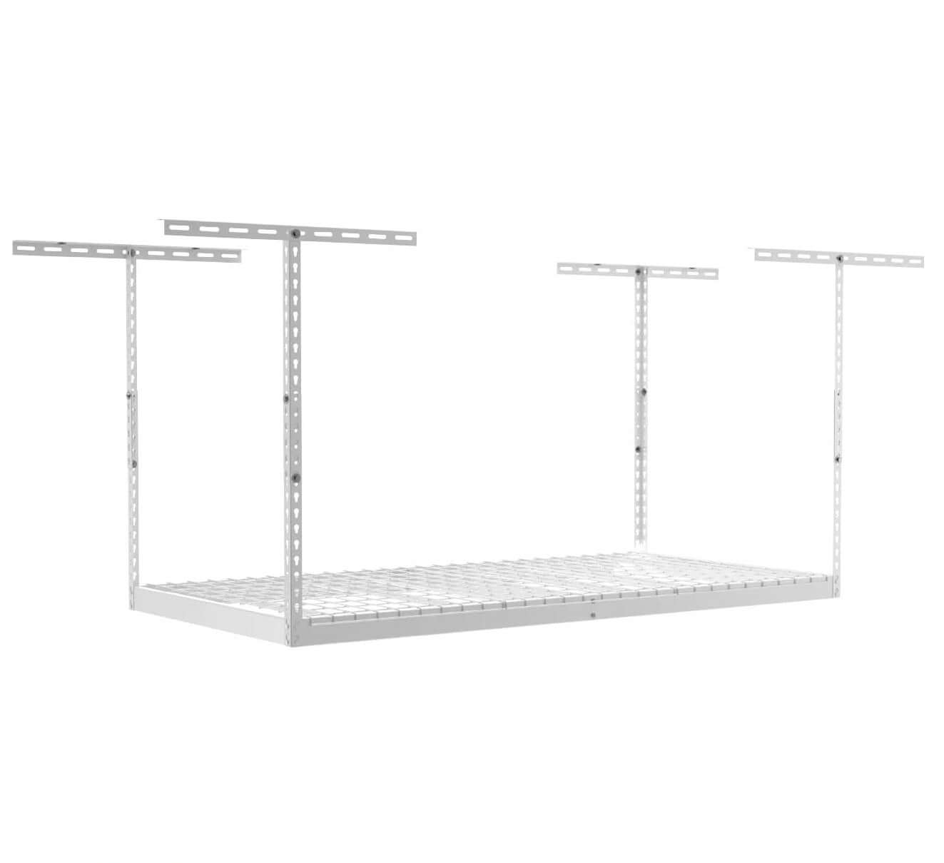 SafeRacks 3' x 6' Overhead Garage Storage Rack for customizable ceiling storage, holds up to 400 lbs with industrial strength.